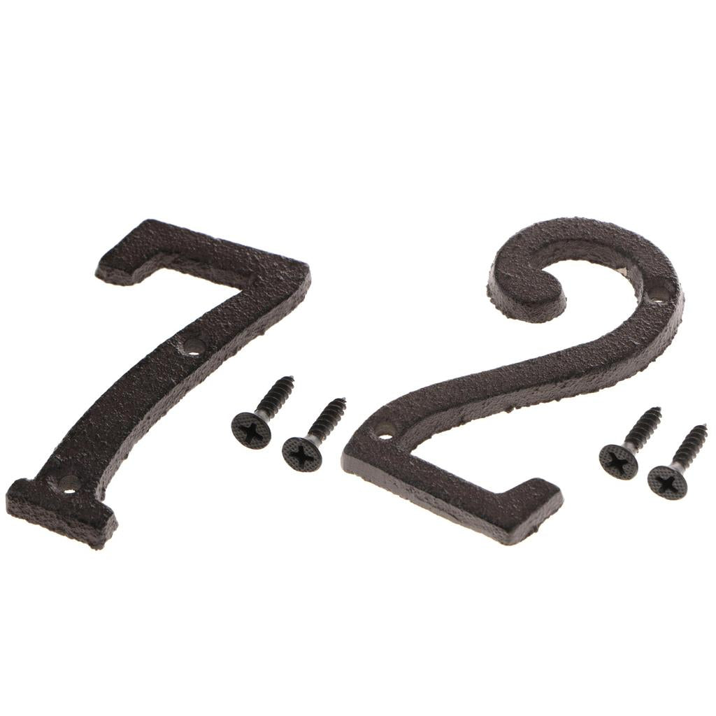 2x Wrought Iron Antique House Door Number Sign Plaque DIY Digit Numbers 2 7