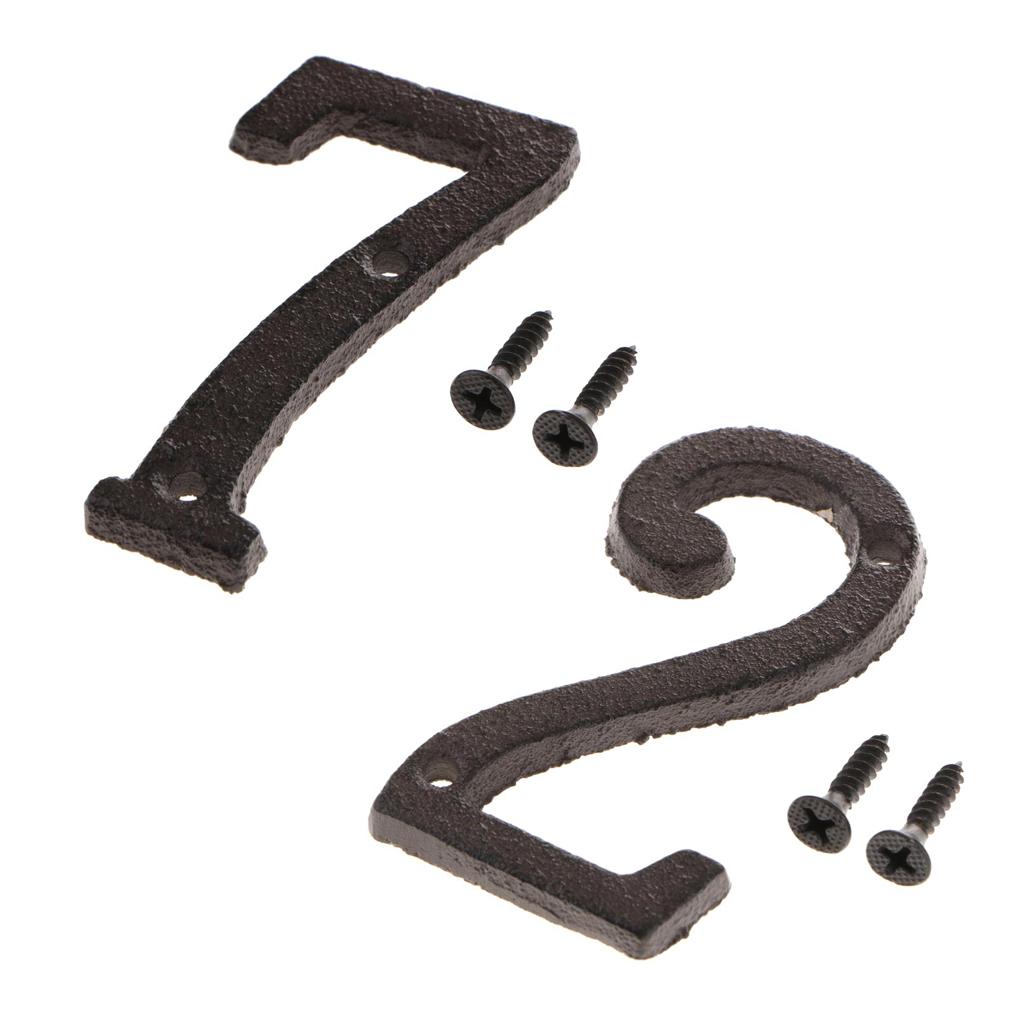 2x Wrought Iron Antique House Door Number Sign Plaque DIY Digit Numbers 2 7