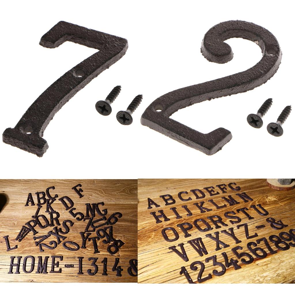 2x Wrought Iron Antique House Door Number Sign Plaque DIY Digit Numbers 2 7