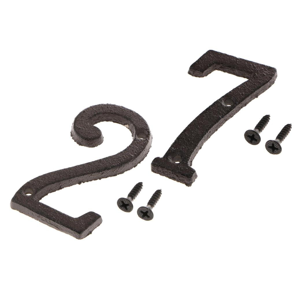 2x Wrought Iron Antique House Door Number Sign Plaque DIY Digit Numbers 2 7