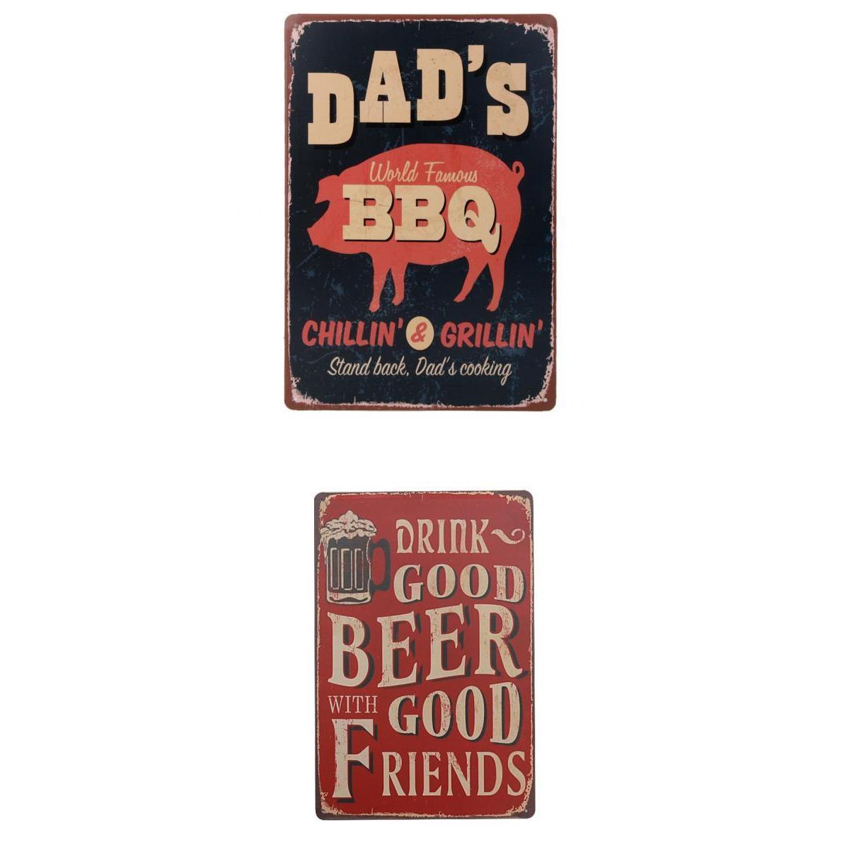 2x Vintage Metal Tin Sign Plaque Wall Art Poster Sheet Cafe Bar Pub Beer