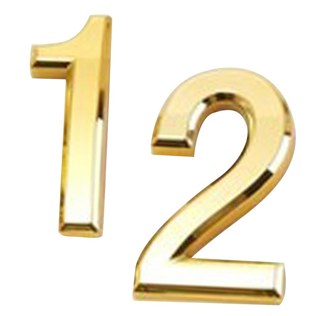 2x Gold Plastic Self-Adhesive Sticky Home Hotel Office Door Number Sign 1 2
