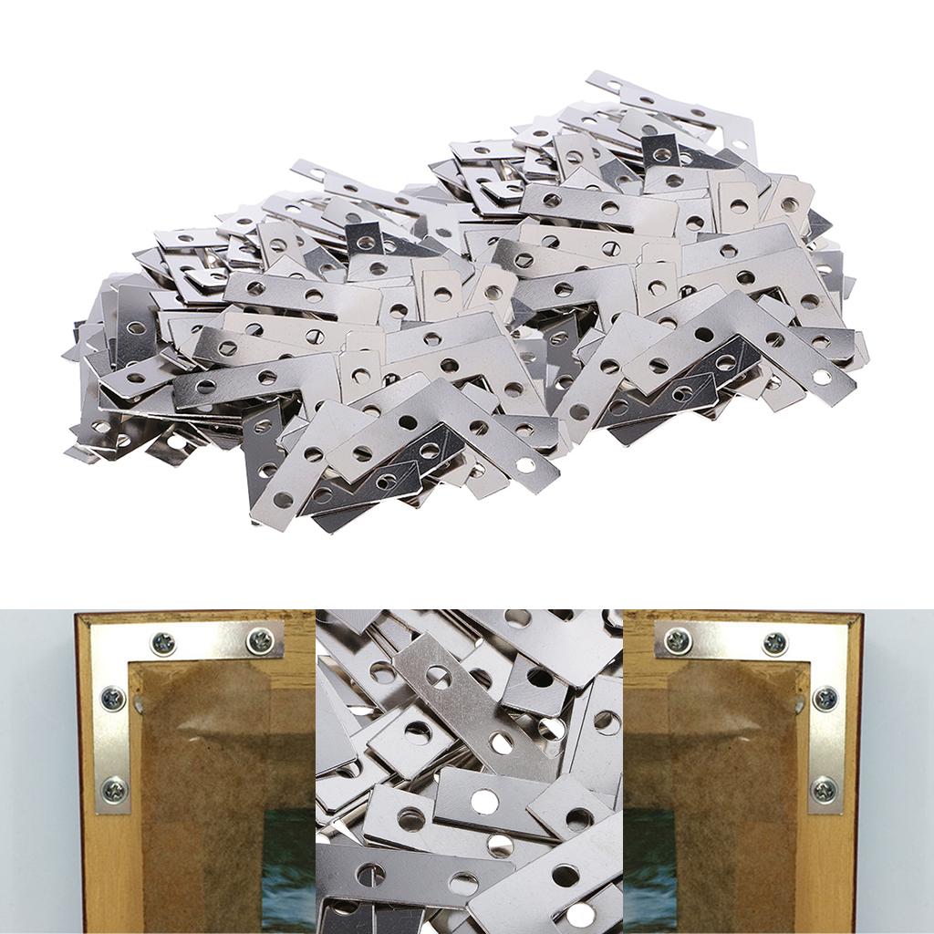 200 Pieces Metal L Shape Corner Brace Plate Flat Angle Bracket Picture Frame