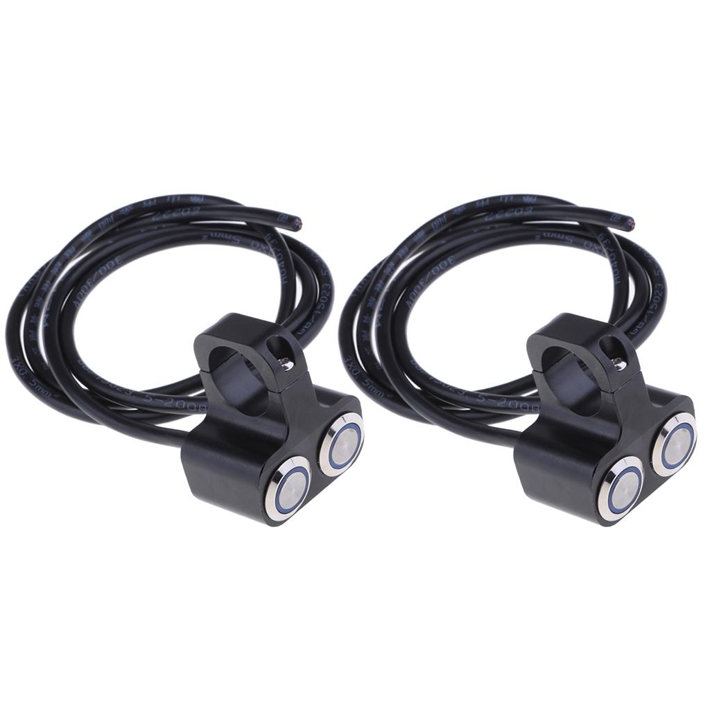 2 Pieces Handlebar Headlight ON/OFF Aluminum Alloy Dual Push Button Switch