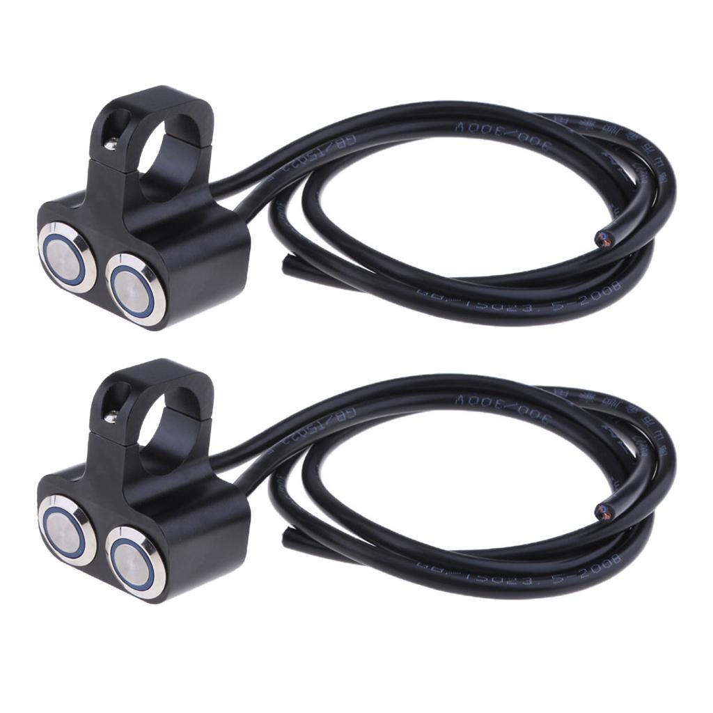 2 Pieces Handlebar Headlight ON/OFF Aluminum Alloy Dual Push Button Switch