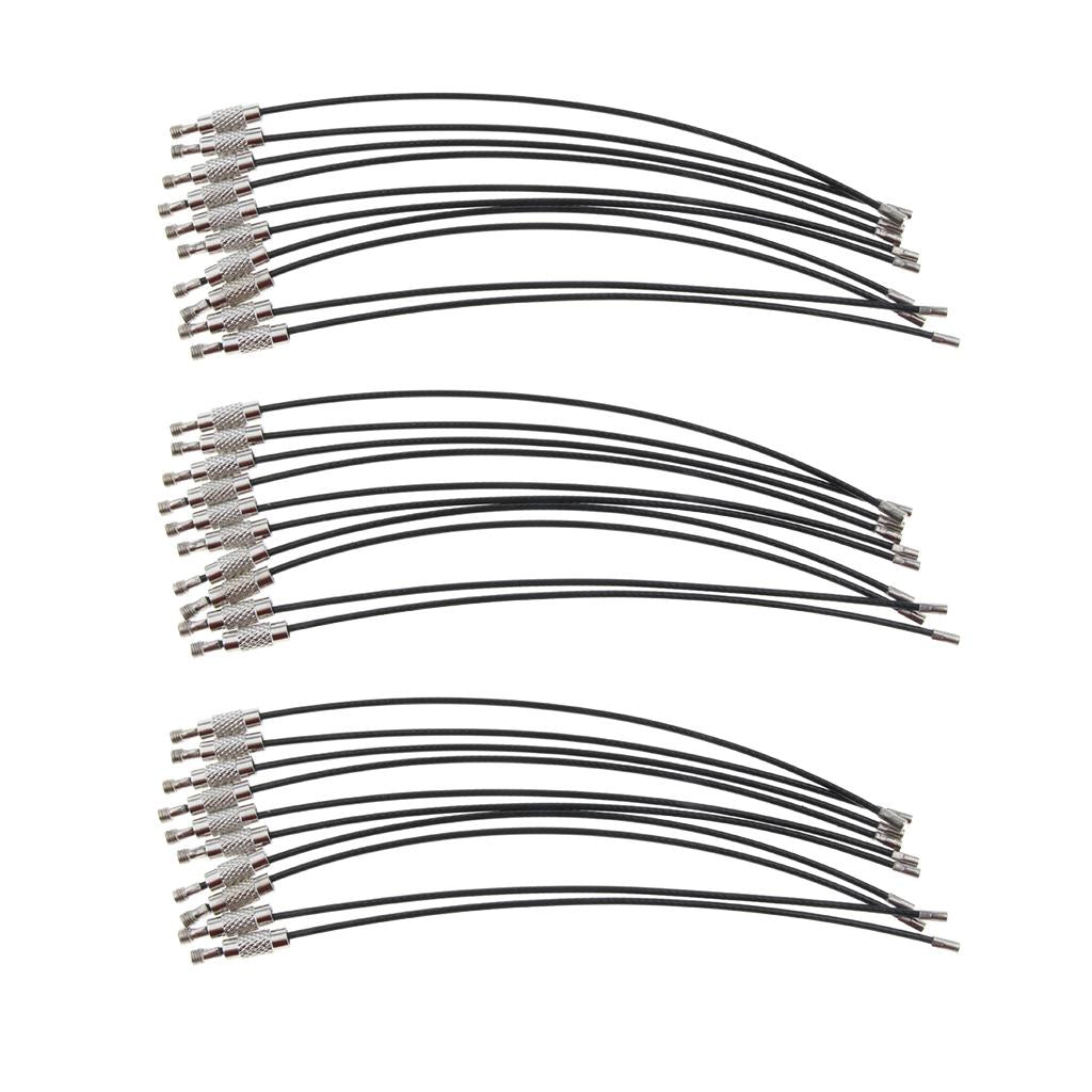 30Pcs Cable Wire Loop Luggage Tag Loops Stainless Steel Wire Straps Black