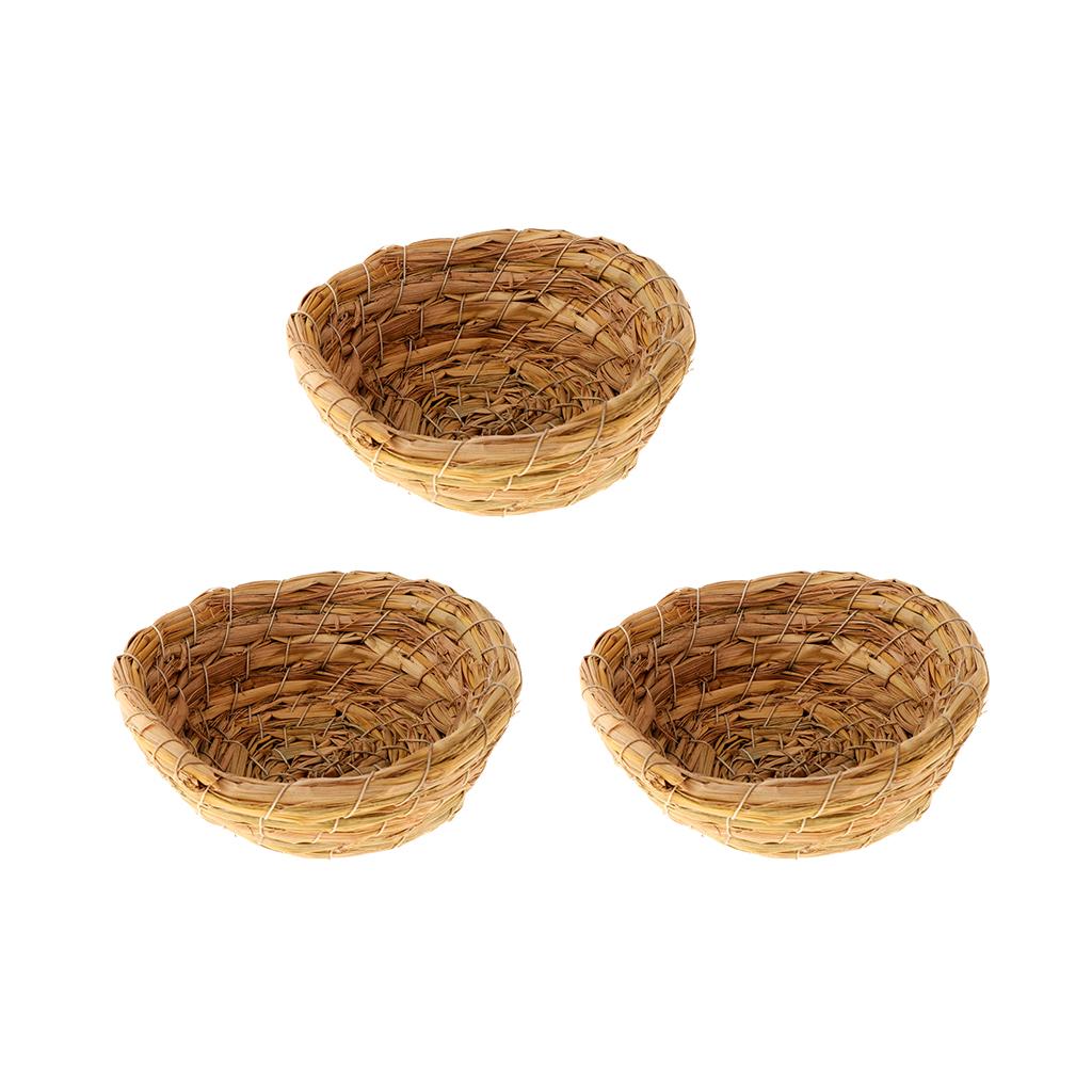 3Pcs Woven Straw Bird Nest Cage Birdhouse/Bed House for Parrot Pigeon