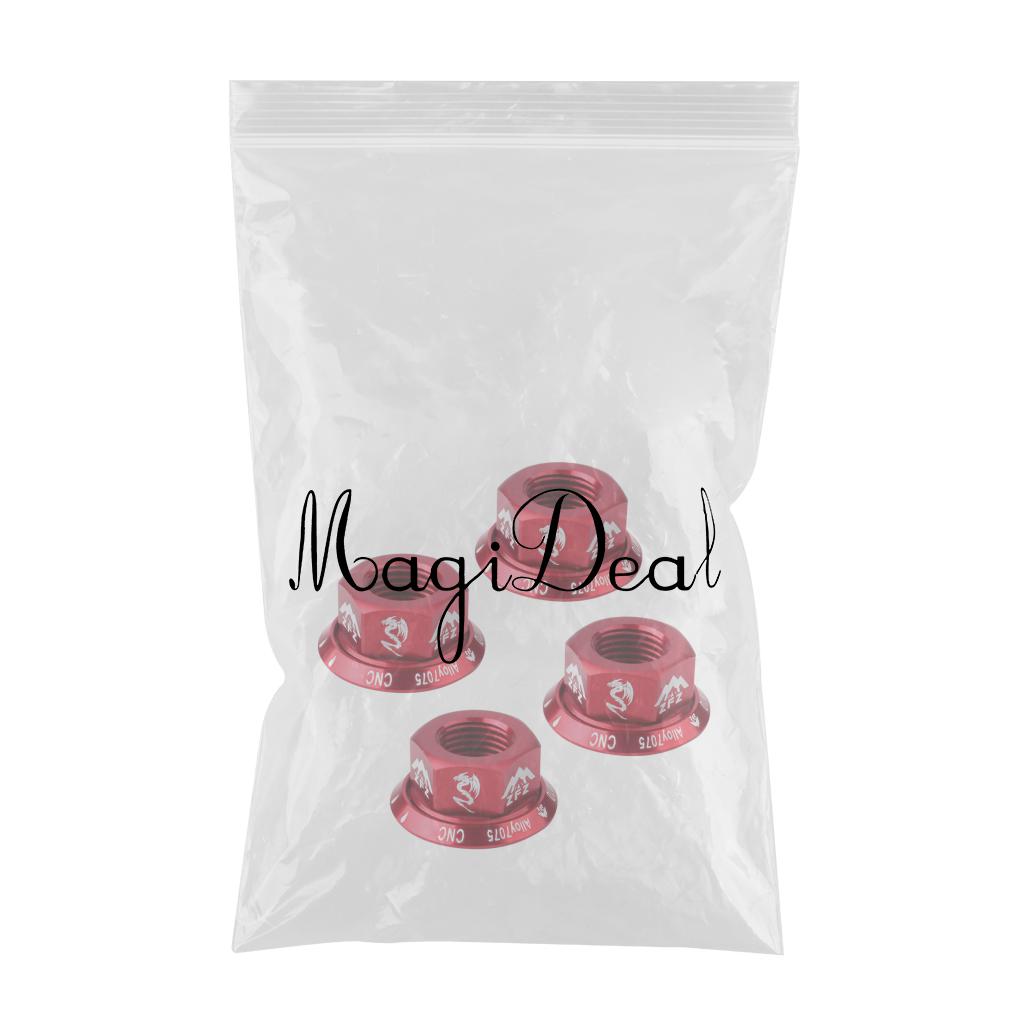 4Pcs Bicycle Hubs Nut M10 Folding Fixed Gear Bike Wheel Hubs Axle Screw Red