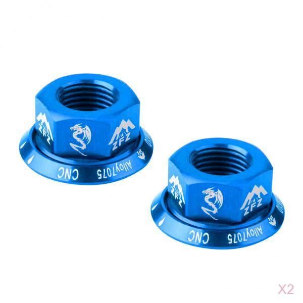 4Pcs Bicycle Hubs Nut M10 Folding Fixed Gear Bike Wheel Hubs Axle Screw Blue