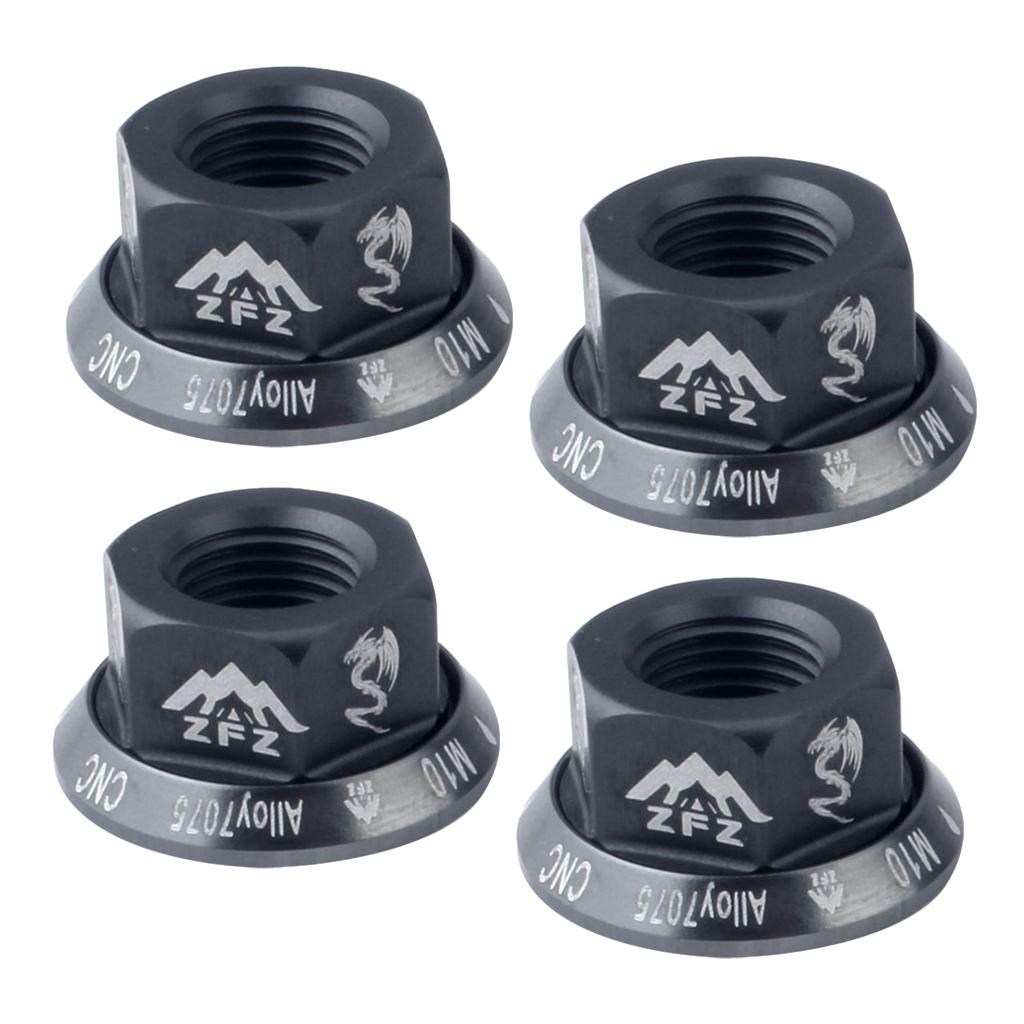 4Pcs Bicycle Hubs Nut M10 Folding Fixed Gear Wheel Hubs Axle Screw Titanium