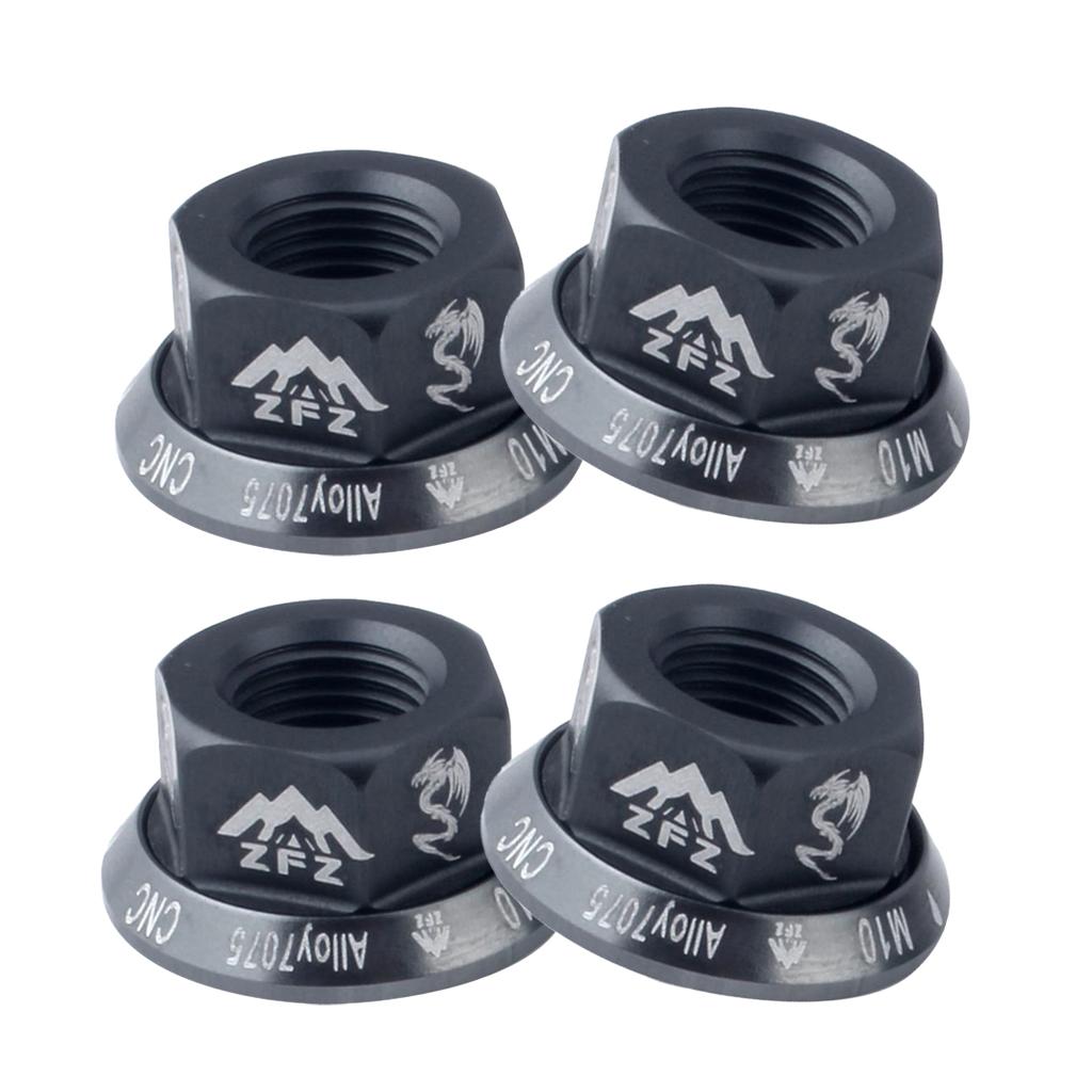 4Pcs Bicycle Hubs Nut M10 Folding Fixed Gear Wheel Hubs Axle Screw Titanium