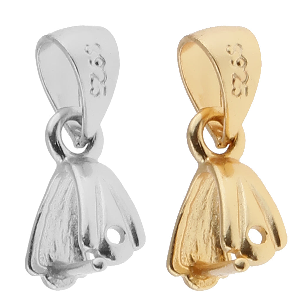 2 Pieces 925 Sterling Silver Pinch Clip Bail Clasp Charm Pendant Connector 5.5mm