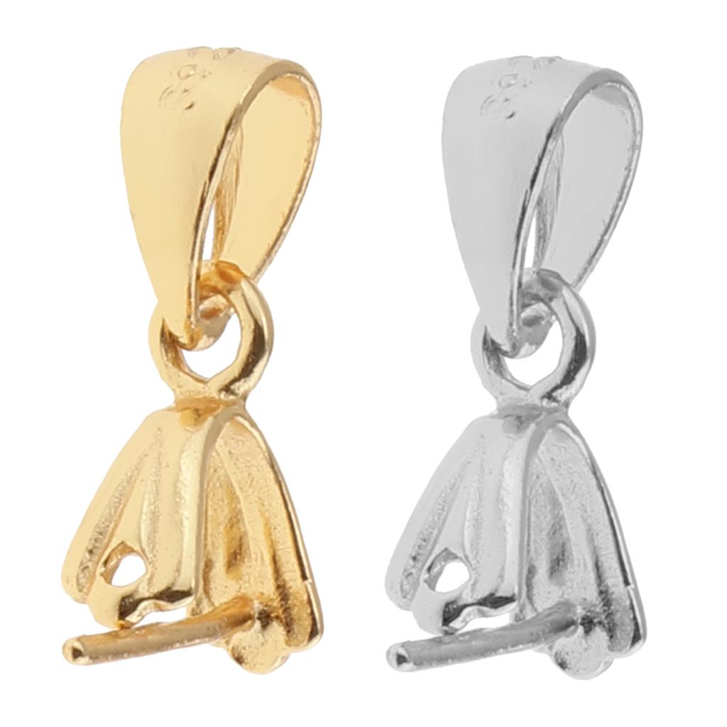 2 Pieces 925 Sterling Silver Pinch Clip Bail Clasp Charm Pendant Connector 4.5mm
