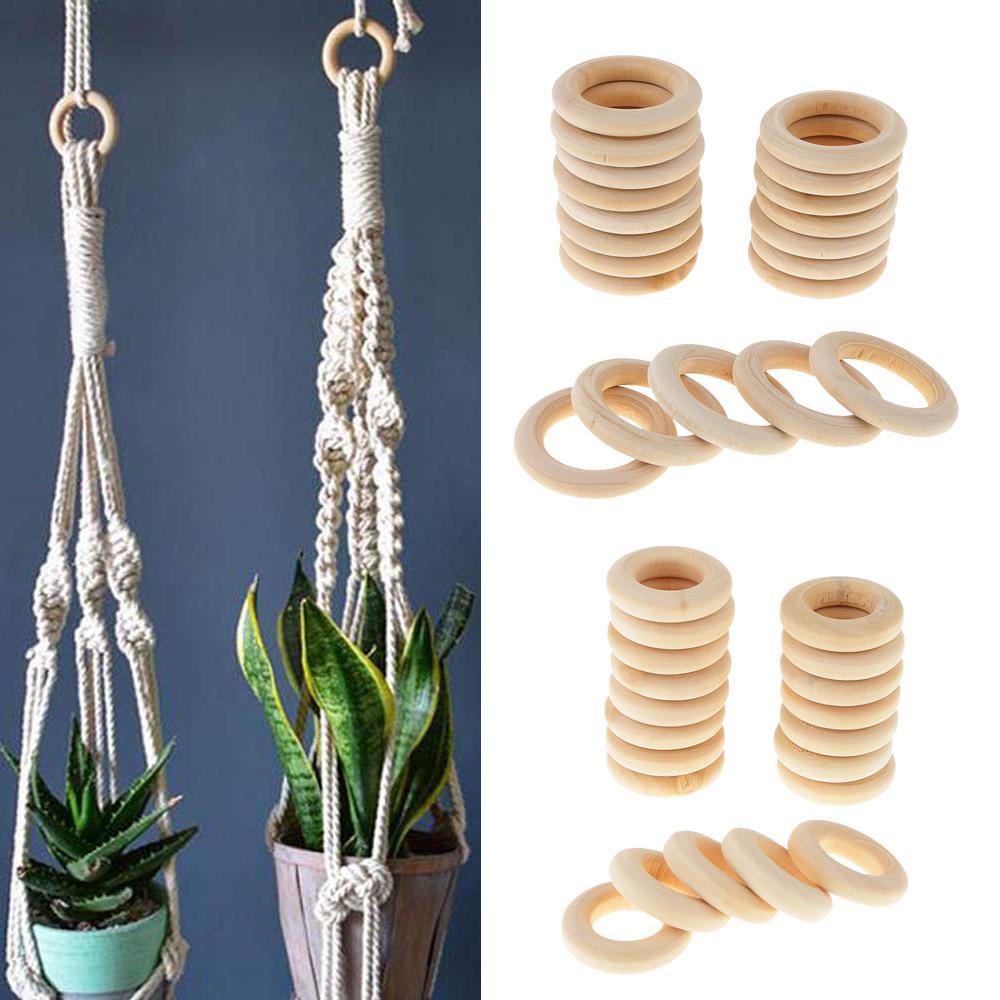 40Pcs DIY Jewelry Making Wooden Teething Ring for DIY Crafts Decor 25mm 30mm