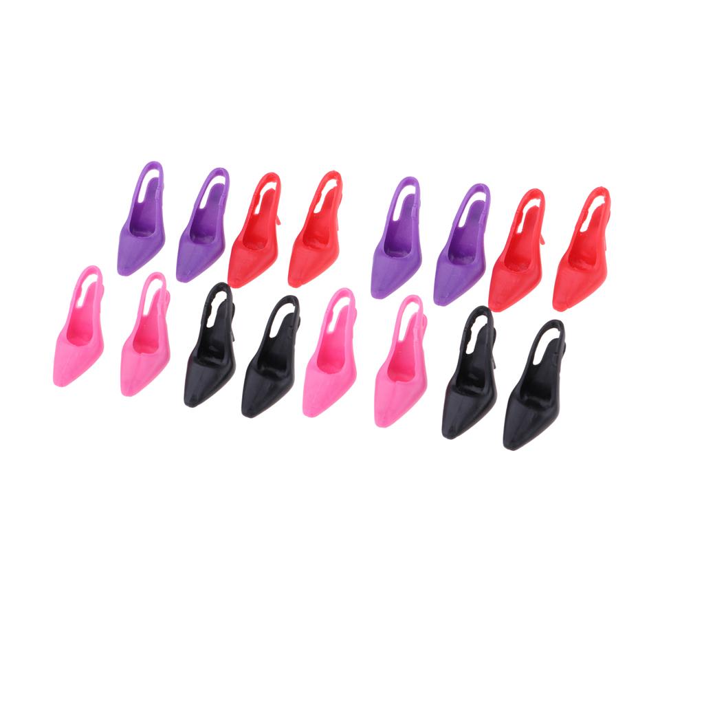 8 Pairs 1/6 Miniature Dollhouse Plastic High Heel Shoes Figures Doll Decor
