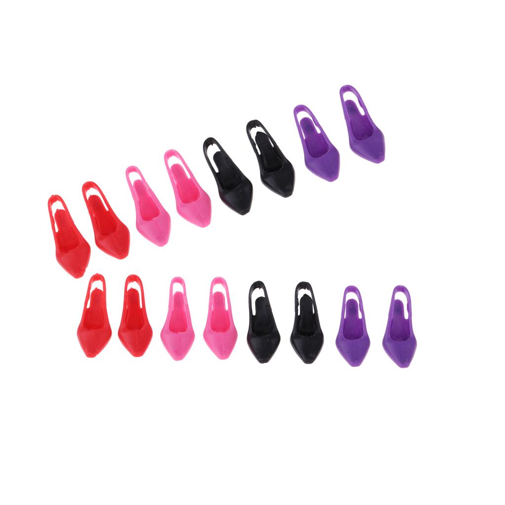 8 Pairs 1/6 Miniature Dollhouse Plastic High Heel Shoes Figures Doll Decor