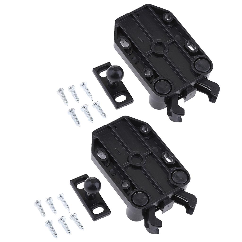 2 Pieces Push To Open Catch Latch for Door Drawer Cabinet Cupboard Black