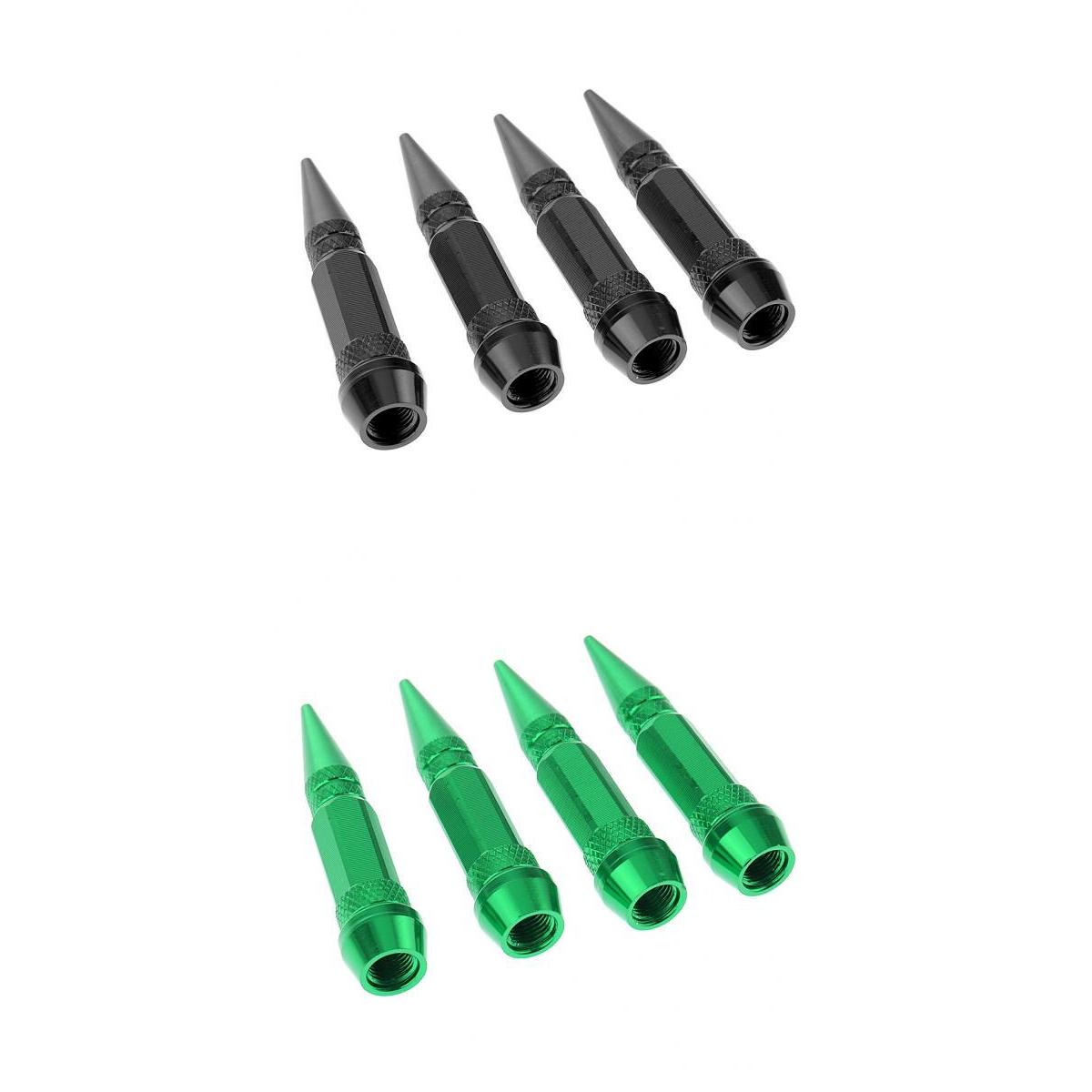 8pcs Spike Wheel Tire Valve Stem Car Truck Air Caps Covers 60mm Black Green