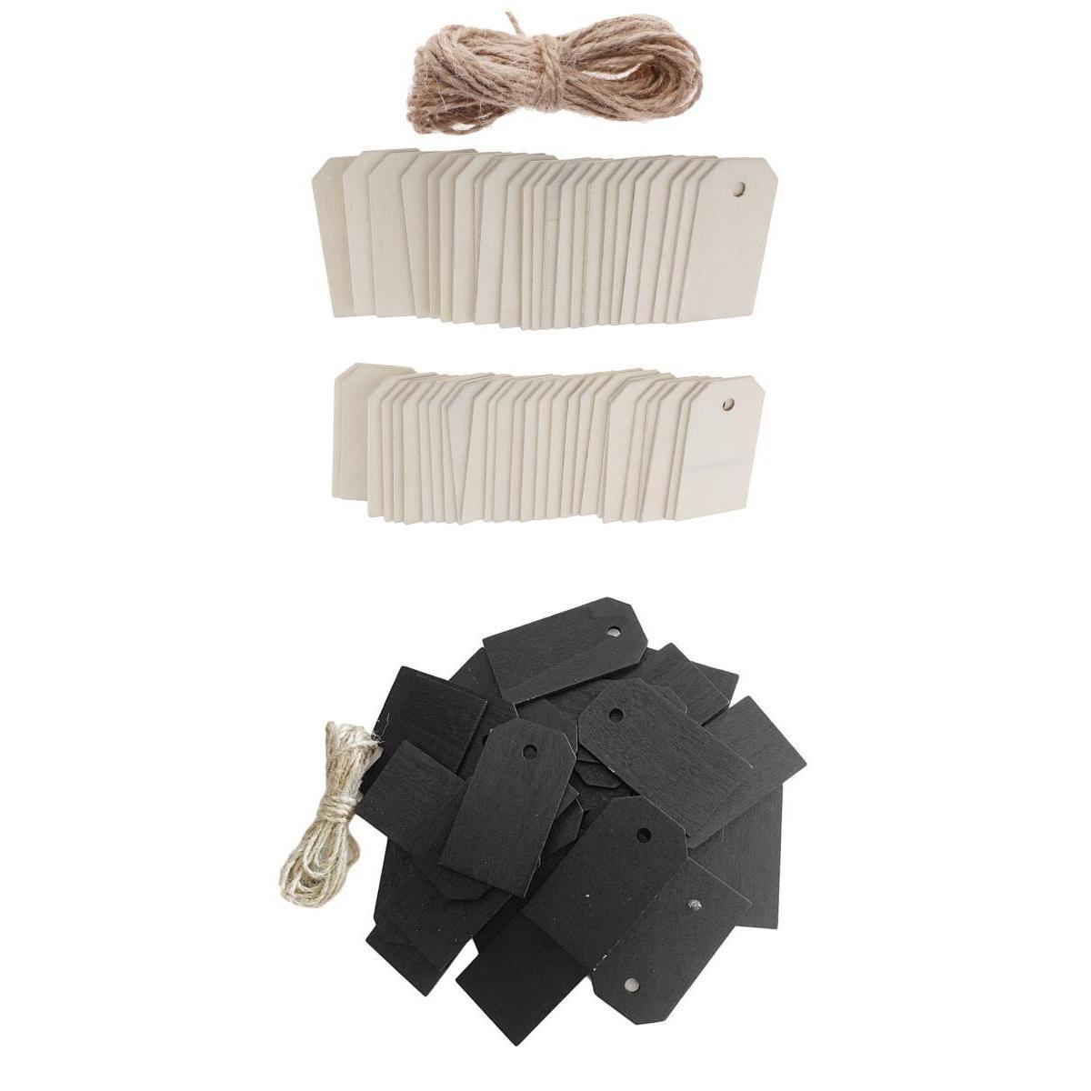 75 Pieces Black White Wooden Rectangle Gift Tags Blackboard Message Board