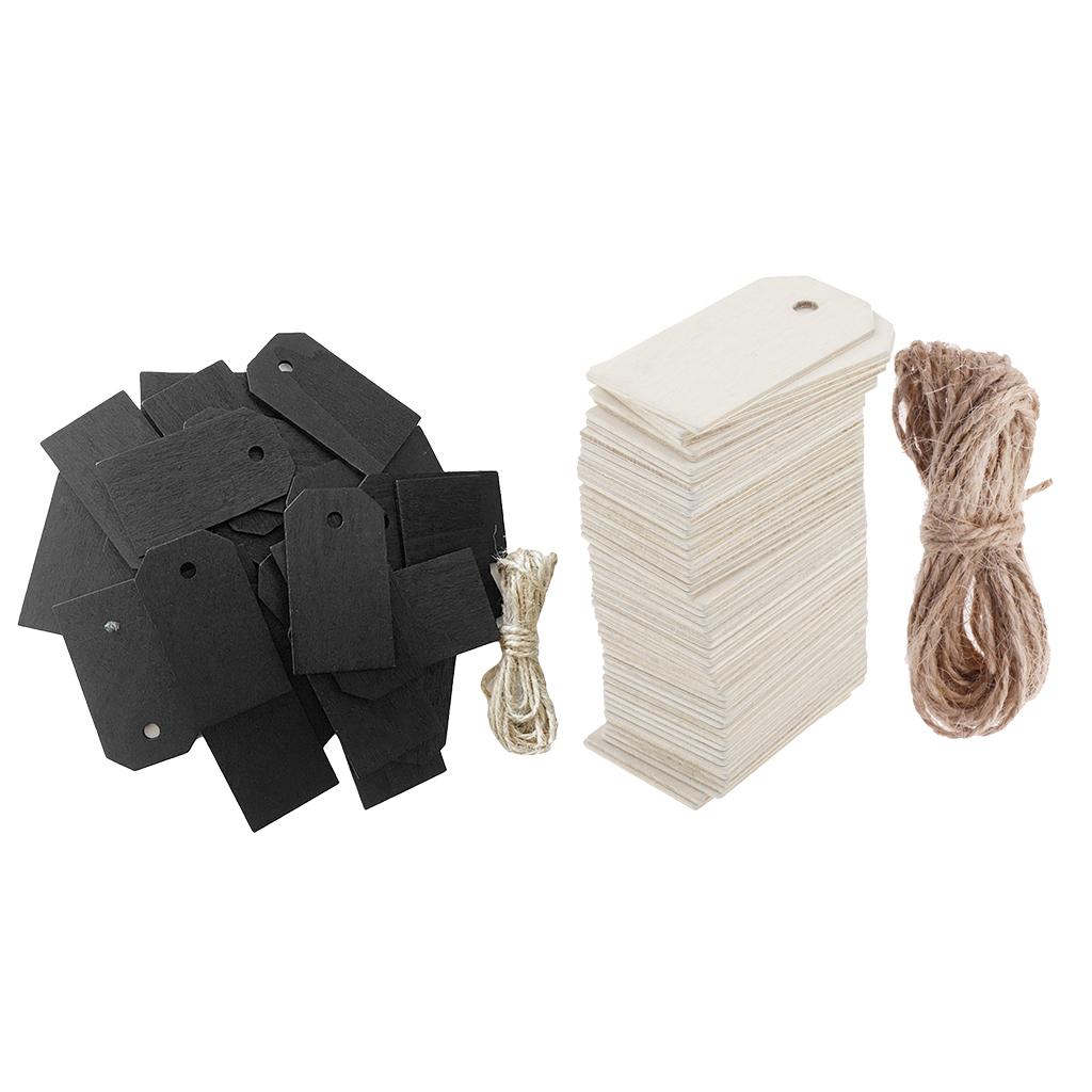 75 Pieces Black White Wooden Rectangle Gift Tags Blackboard Message Board
