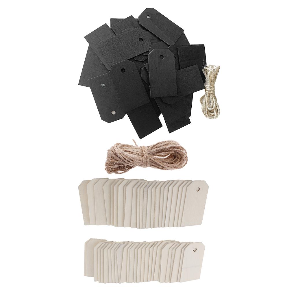 75 Pieces Black White Wooden Rectangle Gift Tags Blackboard Message Board