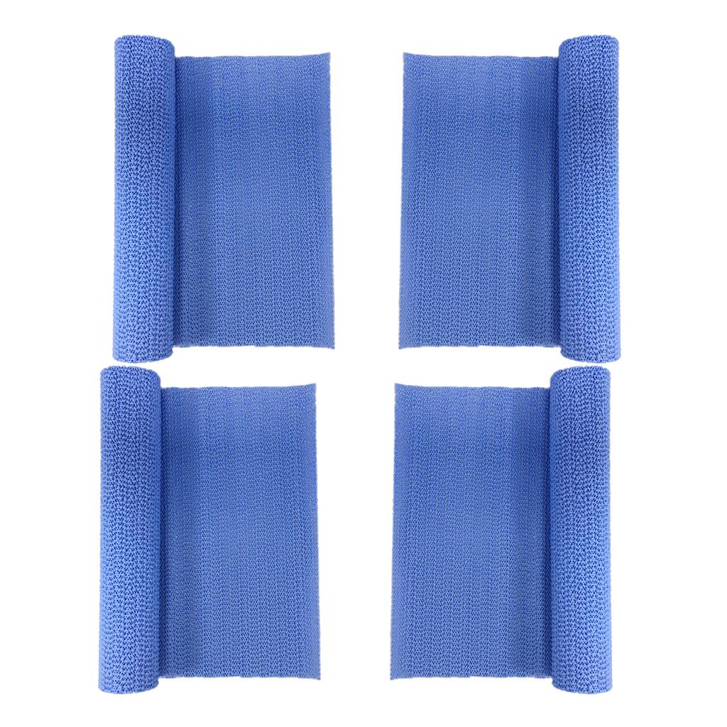 4Pcs Anti Slip Grip Pad Cupboard Cabinet Drawer Liner Mat 30x150cm Blue