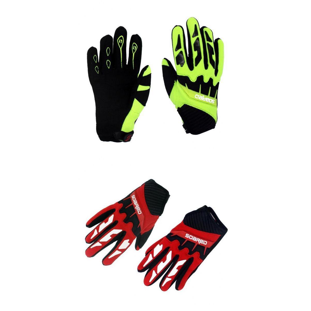 2 Pairs Kids Cycling Skating Gloves M for 9-12 Years red+Fluorescent Yellow
