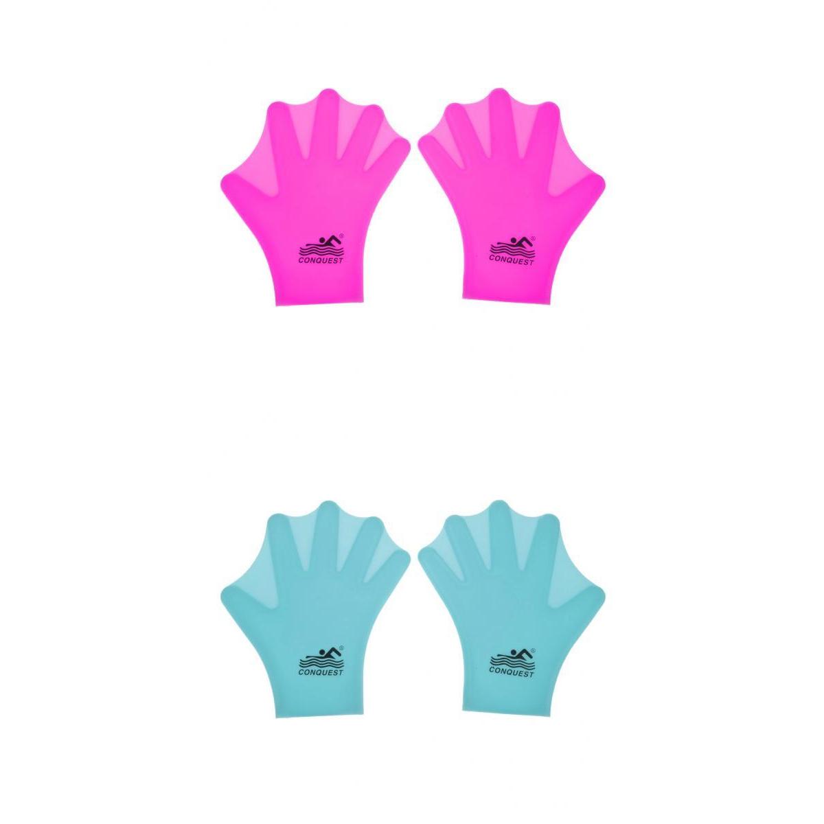 2 Pairs Swimming Webbed Gloves Silicone Full Finger Hand Paddle for Children