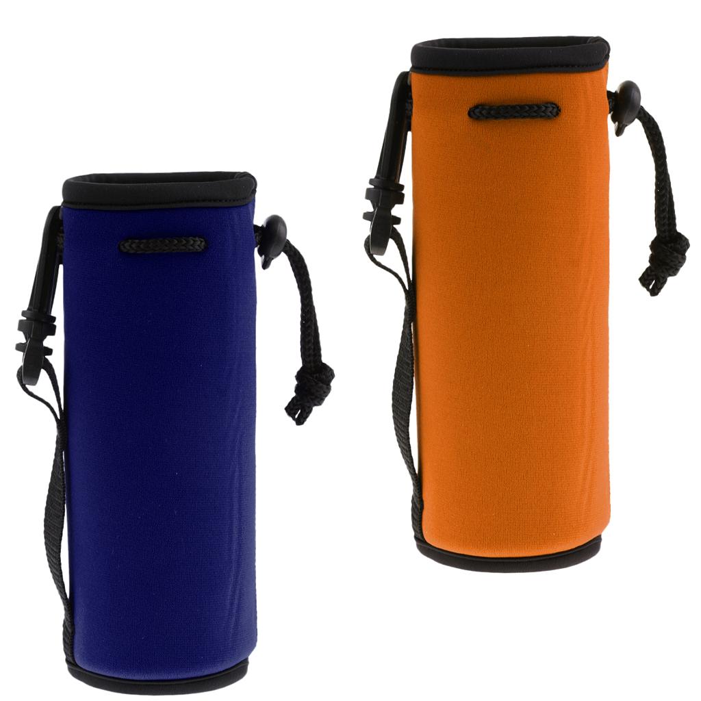 2pcs Neoprene Insulated Water Drink Bottle Cooler Carrier Cover Orange+Navy