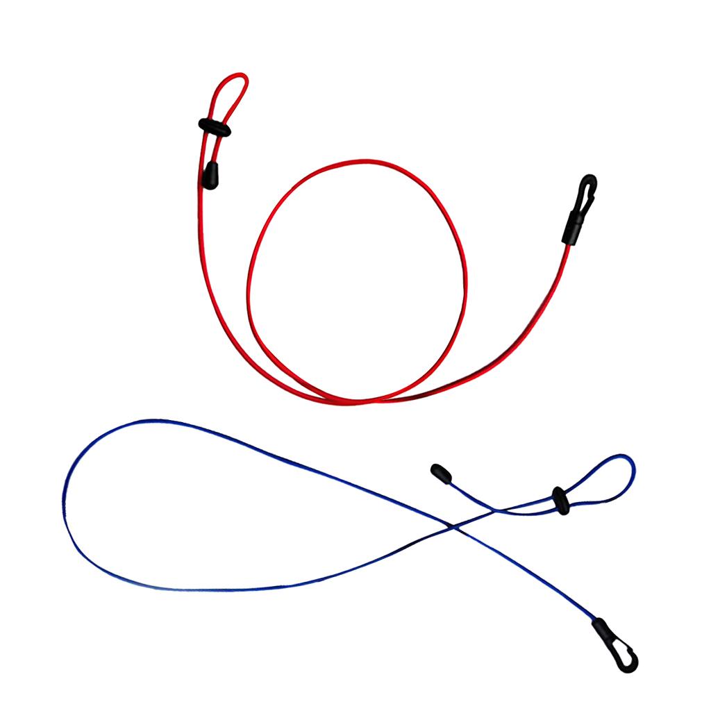 2pcs 120cm Kayak Canoe Paddle Leash Clip Safety Fishing Rod Holder Blue+Red