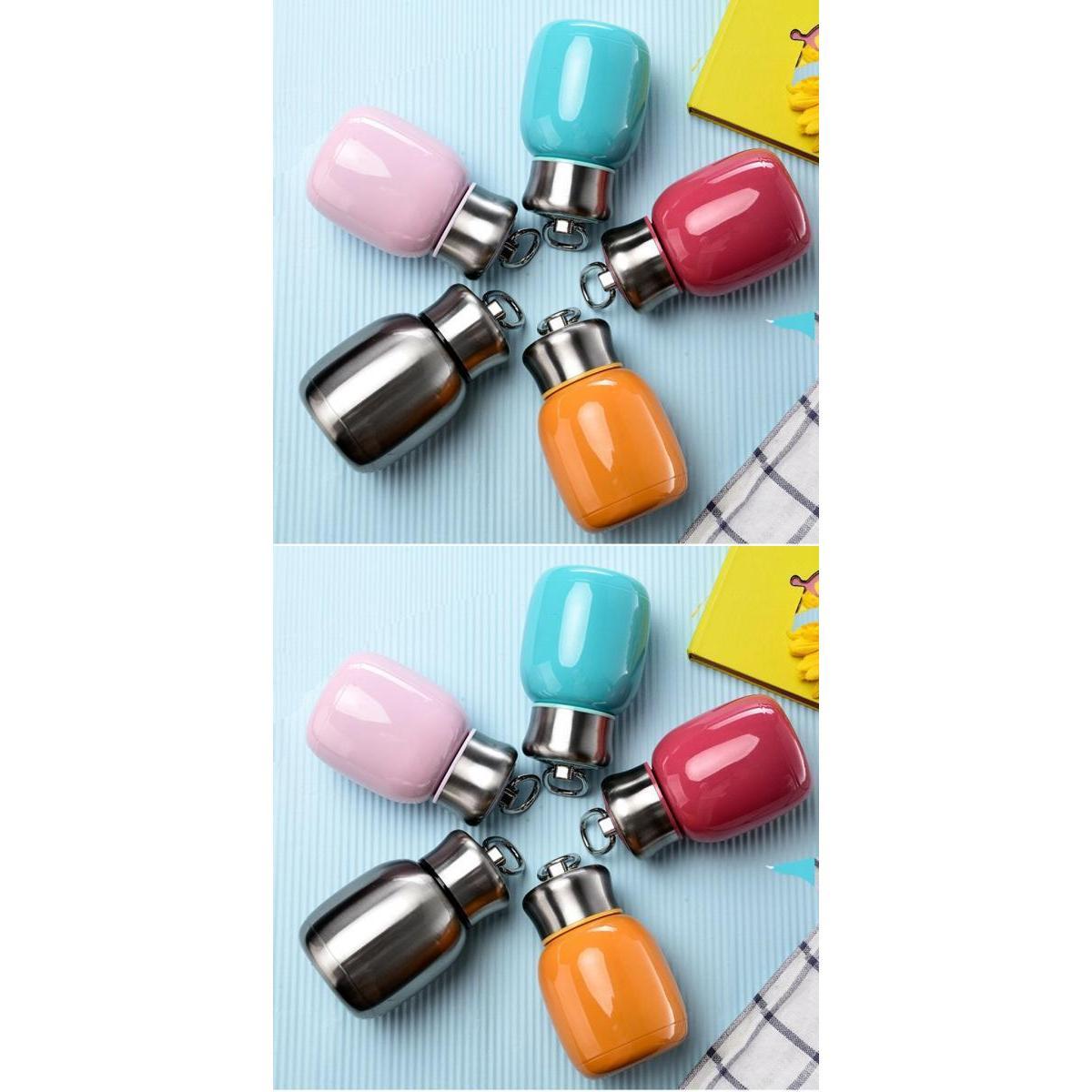 2x 200ml Kids Thermal Cup Vacuum Flasks Mini Water Bottle Travel Rose Orange