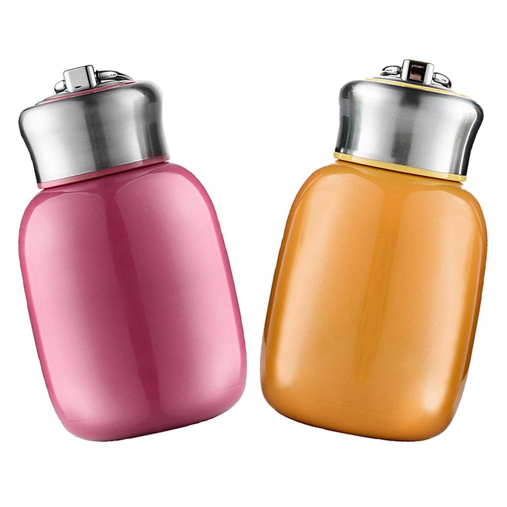 2x 200ml Kids Thermal Cup Vacuum Flasks Mini Water Bottle Travel Rose Orange
