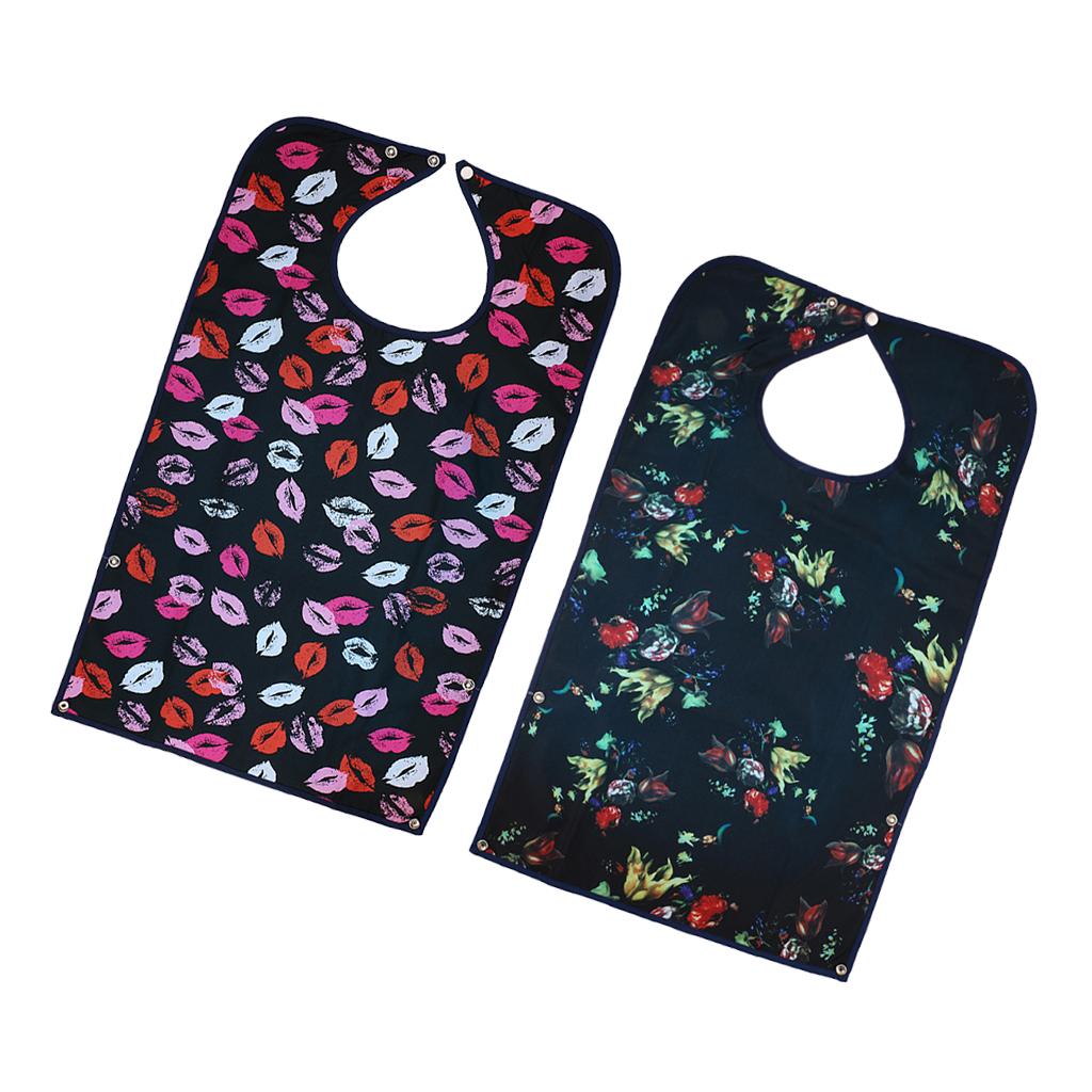 2Pieces Detachable Bib Adult Mealtime Cloth Protector Disability Aid Apron