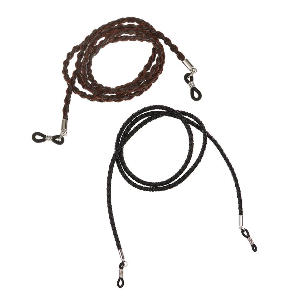 2x PU Leather Sports Eyeglasses Glasses Chain Sunglasses Holder Cord Strap