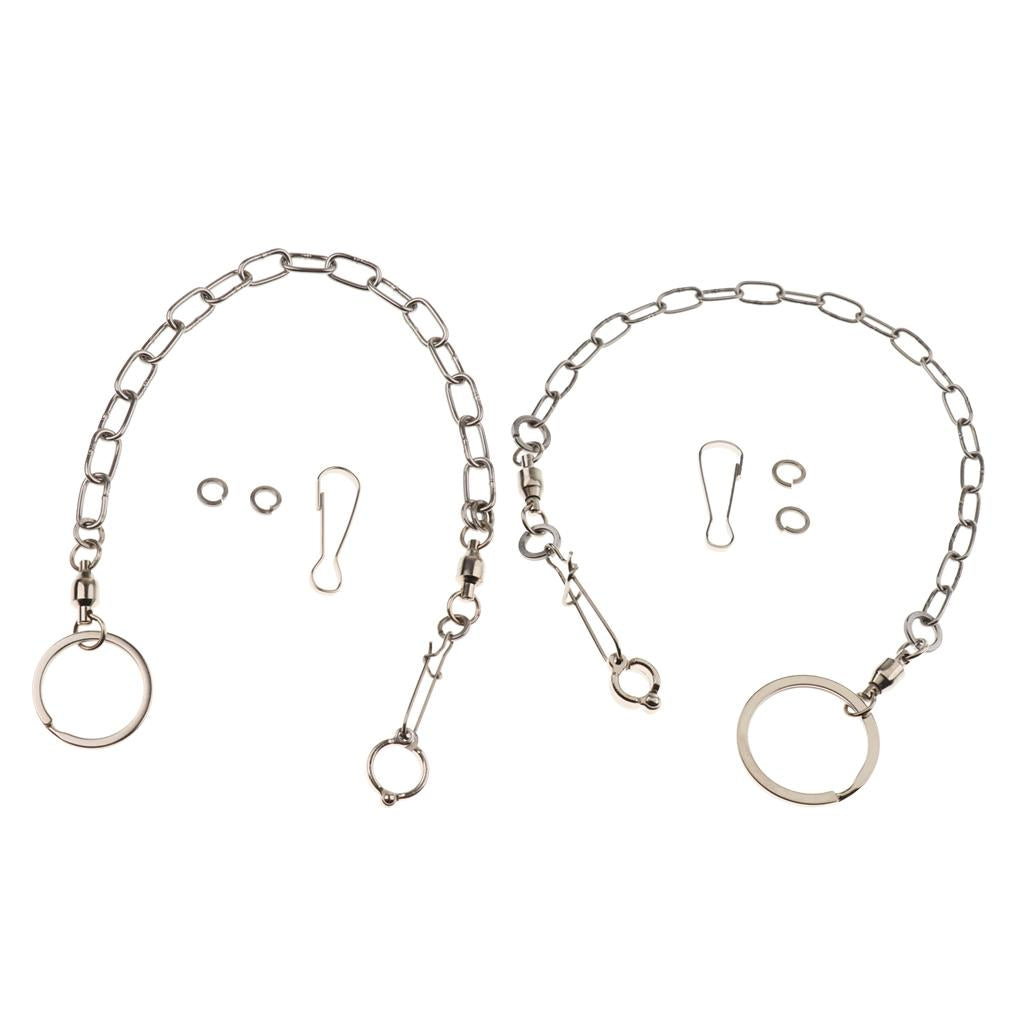 2 Pcs Pet Bird Leash Parrot Foot Chain Stainless Steel Anklet Ring 12+07