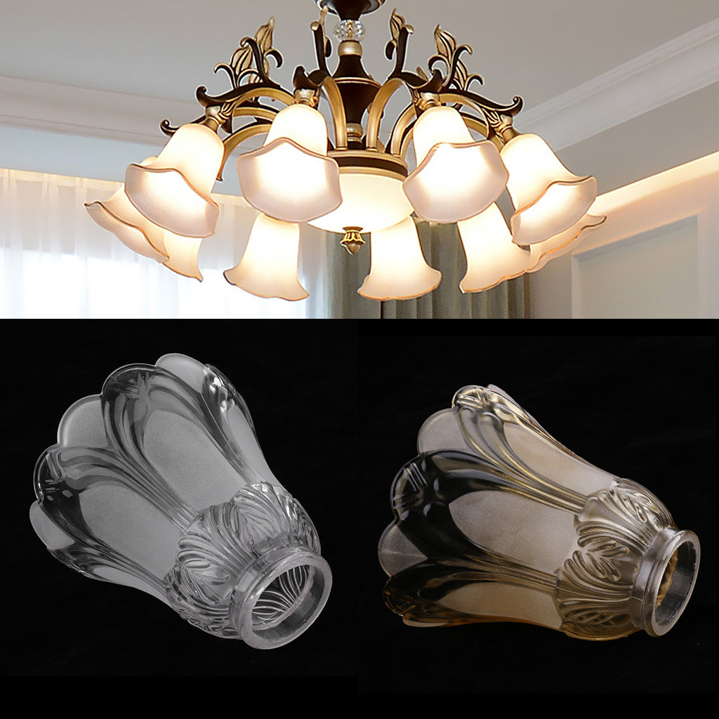 2Pcs Replacement Ceiling Fan Vanity Chandelier Frosted And Clear Glass Shade
