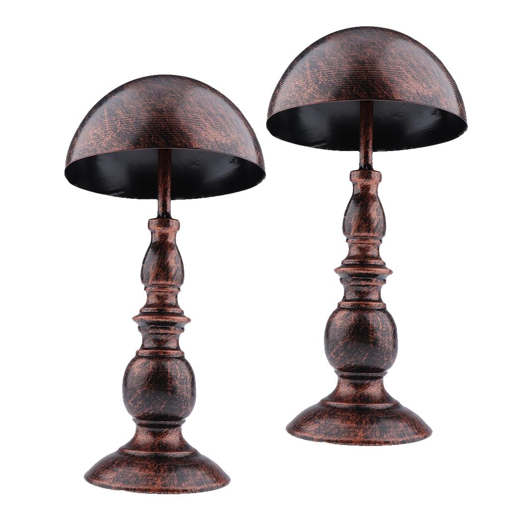 2x Retro Wig Hanger Metal Caps Display Stand Rack for All Wigs & Hats Bronze
