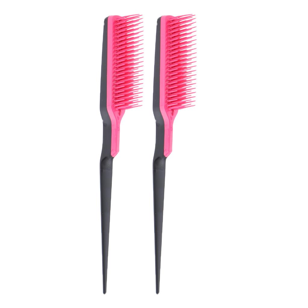 2pcs Natural Hair Brush Comb Hairdressing Barber Wigs Hairbrush Rose Red