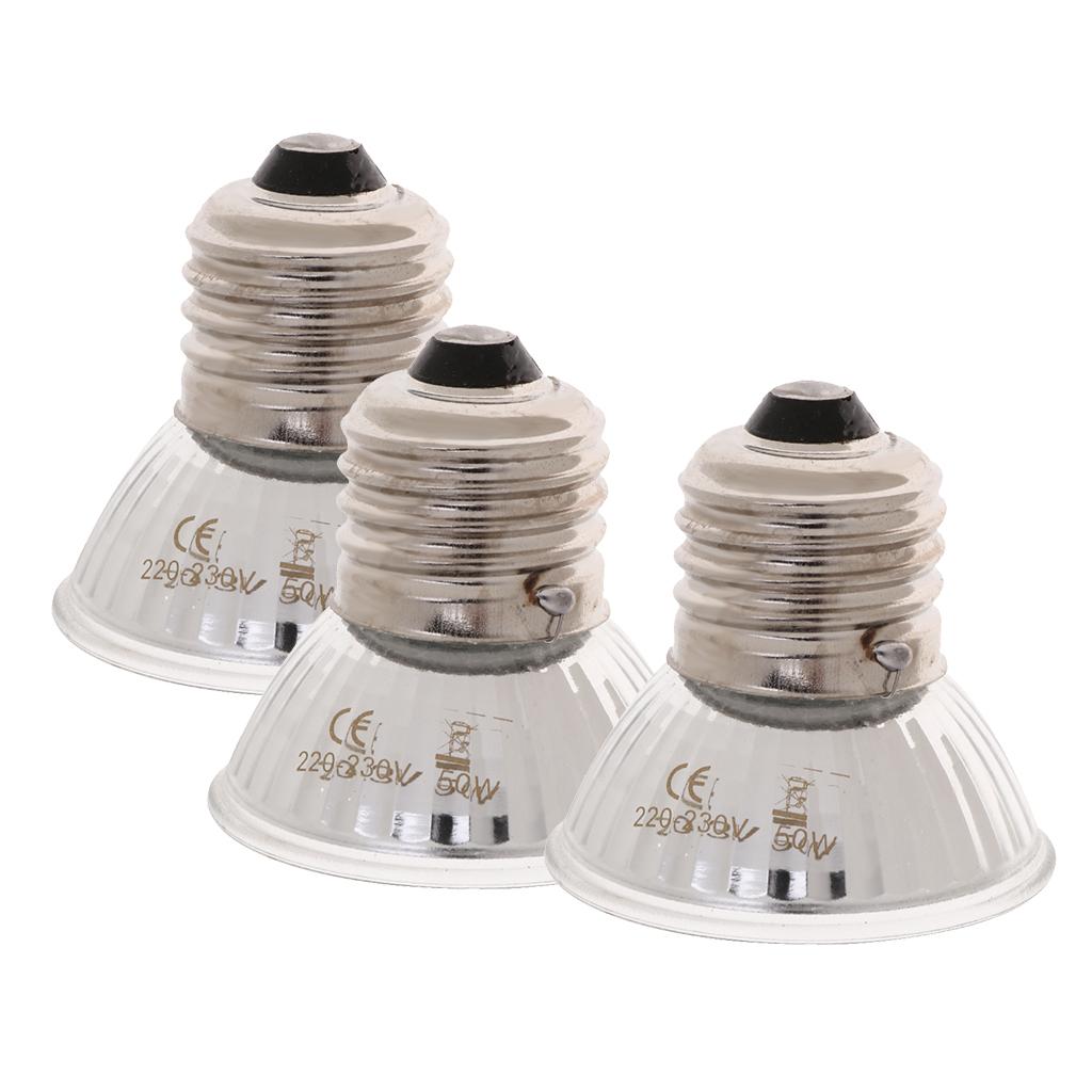 3 Pcs Pet Uva Uvb Reptile Heating Calcium Lamp Sunlamps Basking Bulb 50W