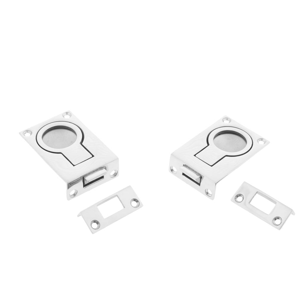 2pcs Marine Stainless Recessed Hatch Pull Buckle Floor Latch Flush Ring Pull