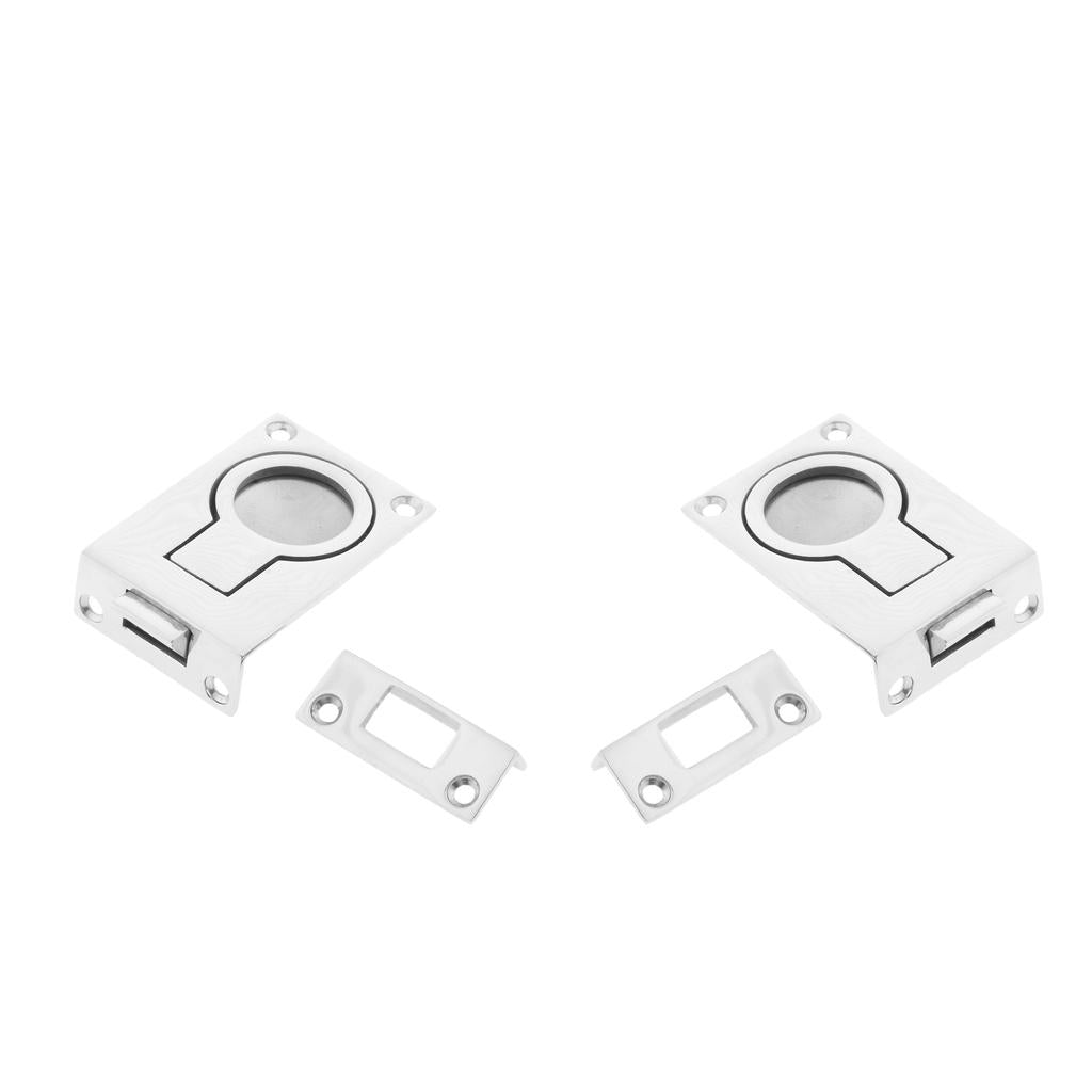 2pcs Marine Stainless Recessed Hatch Pull Buckle Floor Latch Flush Ring Pull