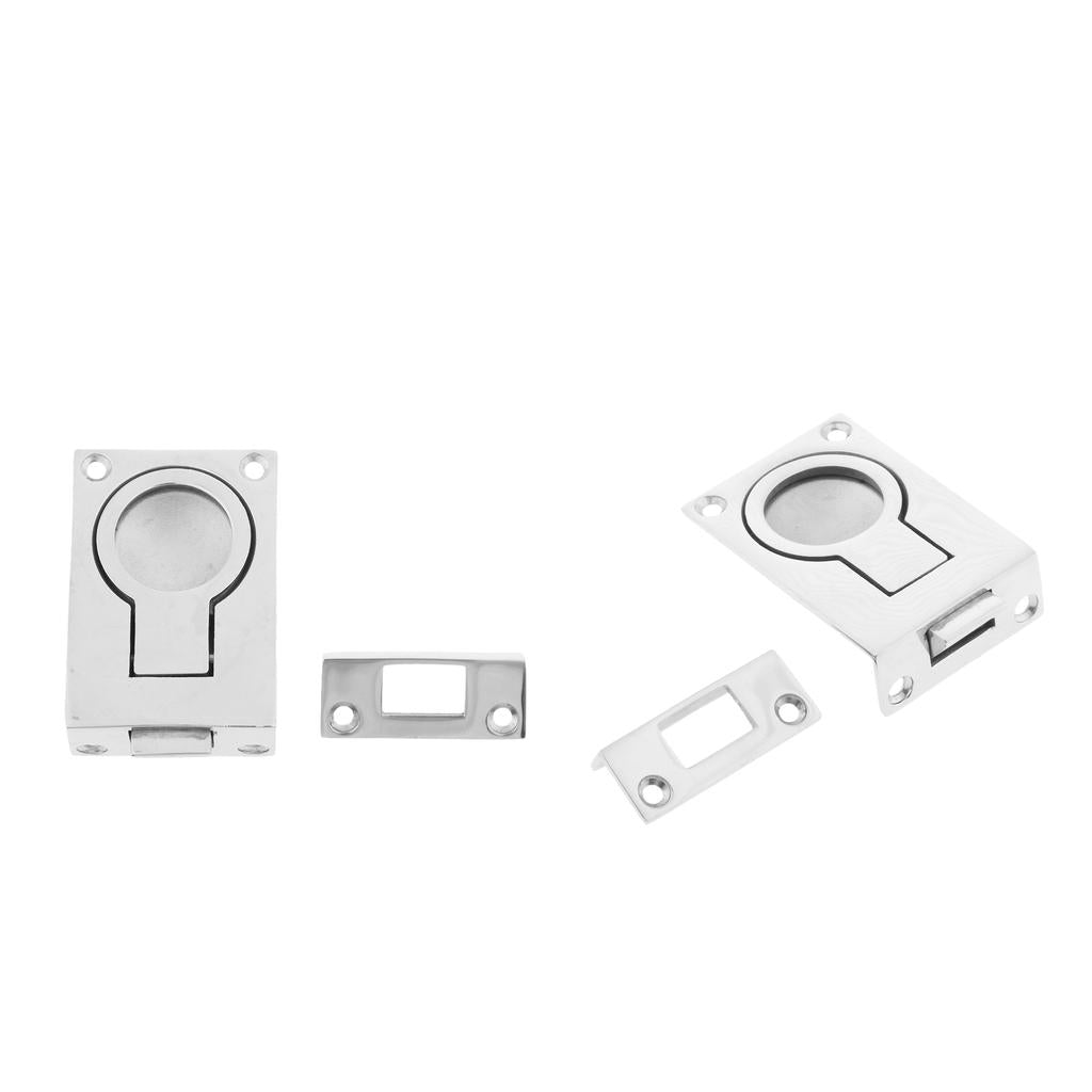 2pcs Marine Stainless Recessed Hatch Pull Buckle Floor Latch Flush Ring Pull