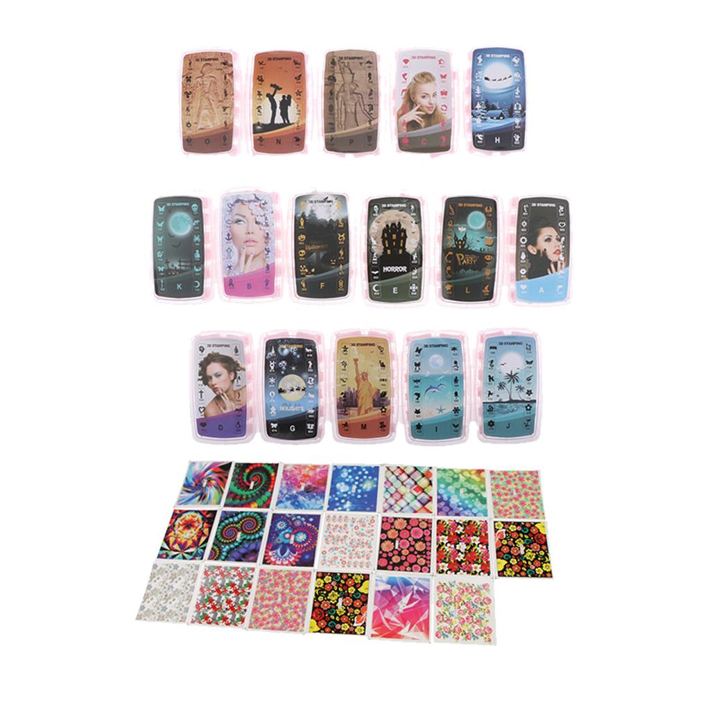 20pcs Different Styles Starry DIY Nail Art Stickers Decals&192pcs 3D Stamper