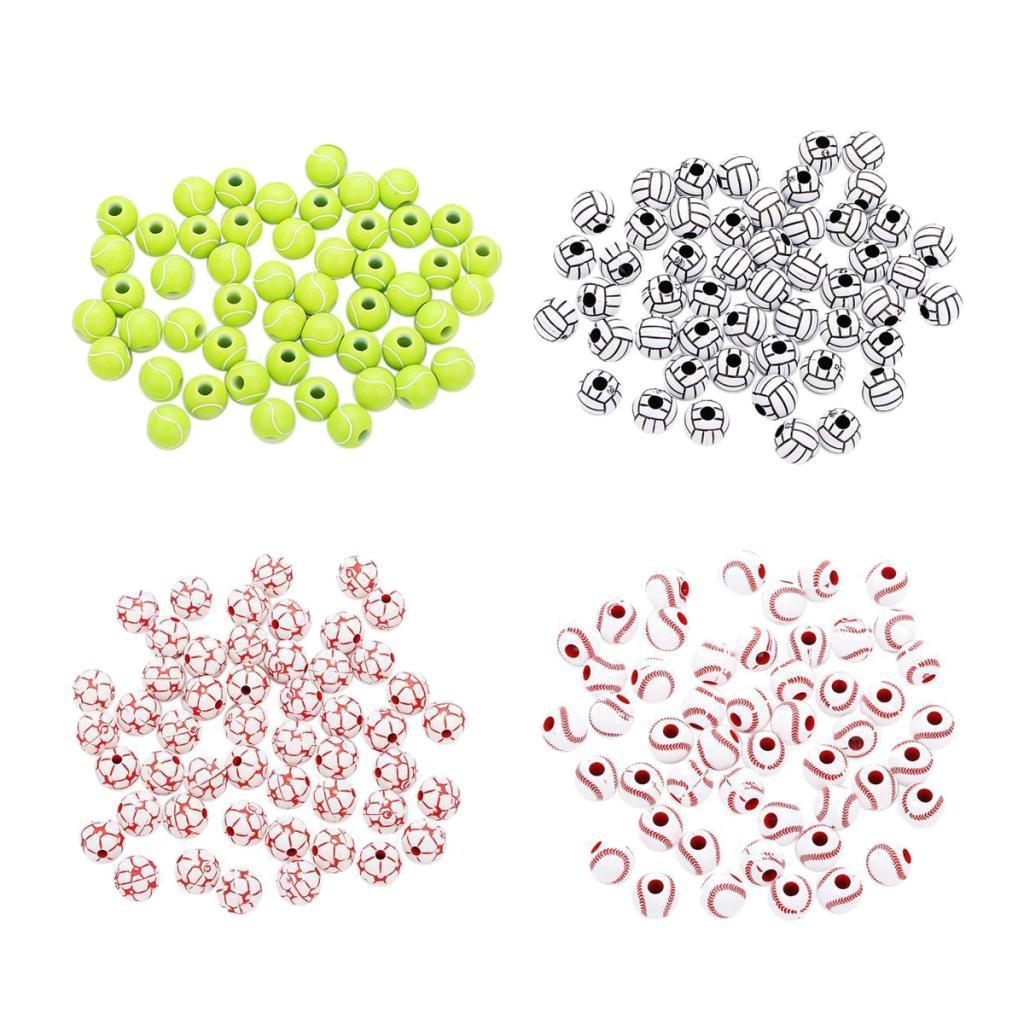 200 Pieces Round Ball Acrylic Loose Large Hole Beads for DIY Beading 12mm