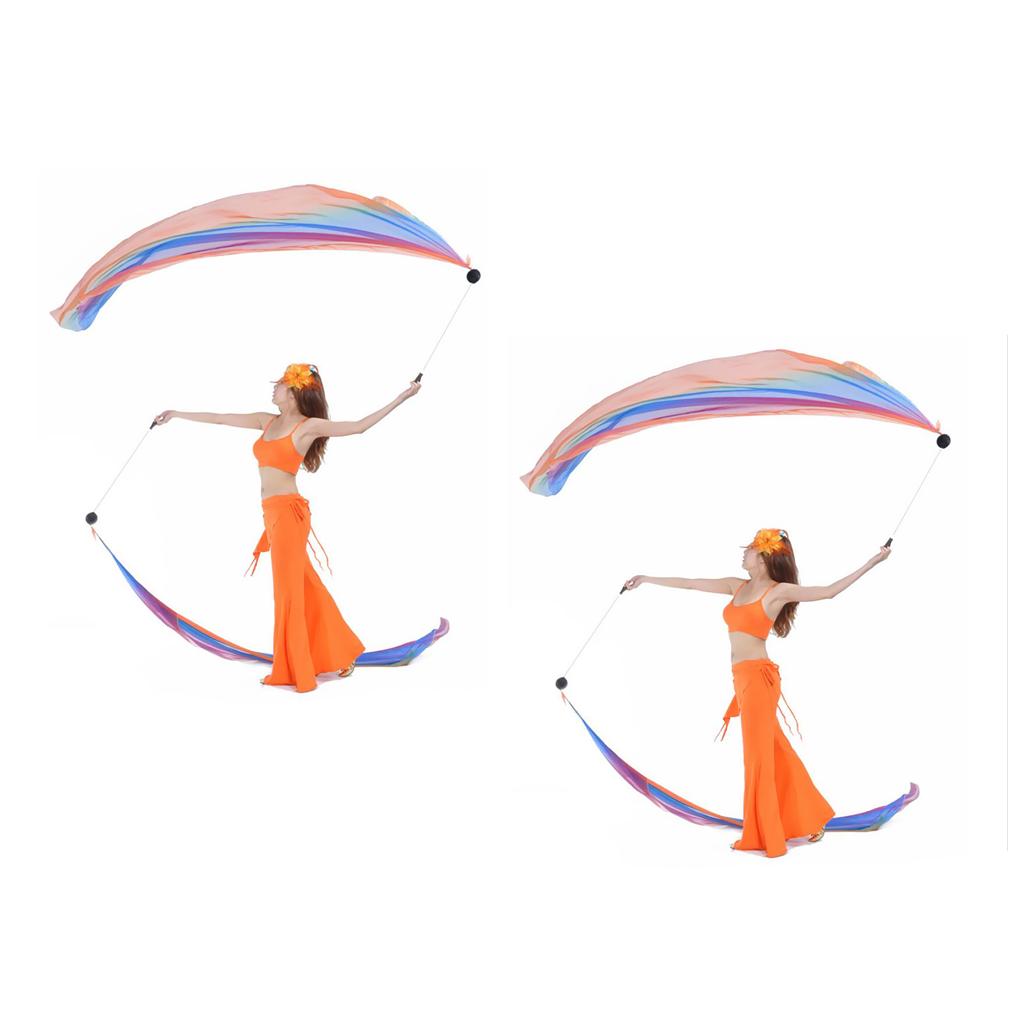 Belly Dance Silk Veil Poi Throw Balls Dance Accessories Props Orange
