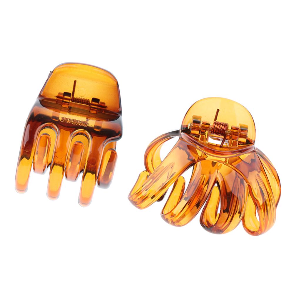 2x Hair Claw Grip Women Hair Jaw Folding Hair Clips Accessories Brown