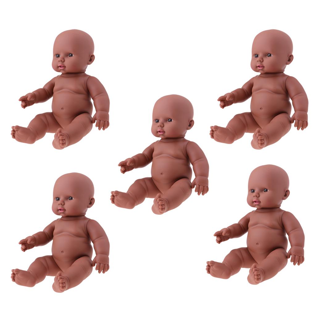 30cm Vinyl Newborn Baby Doll Kids Children Sleeping Toy Coffee Color Skin
