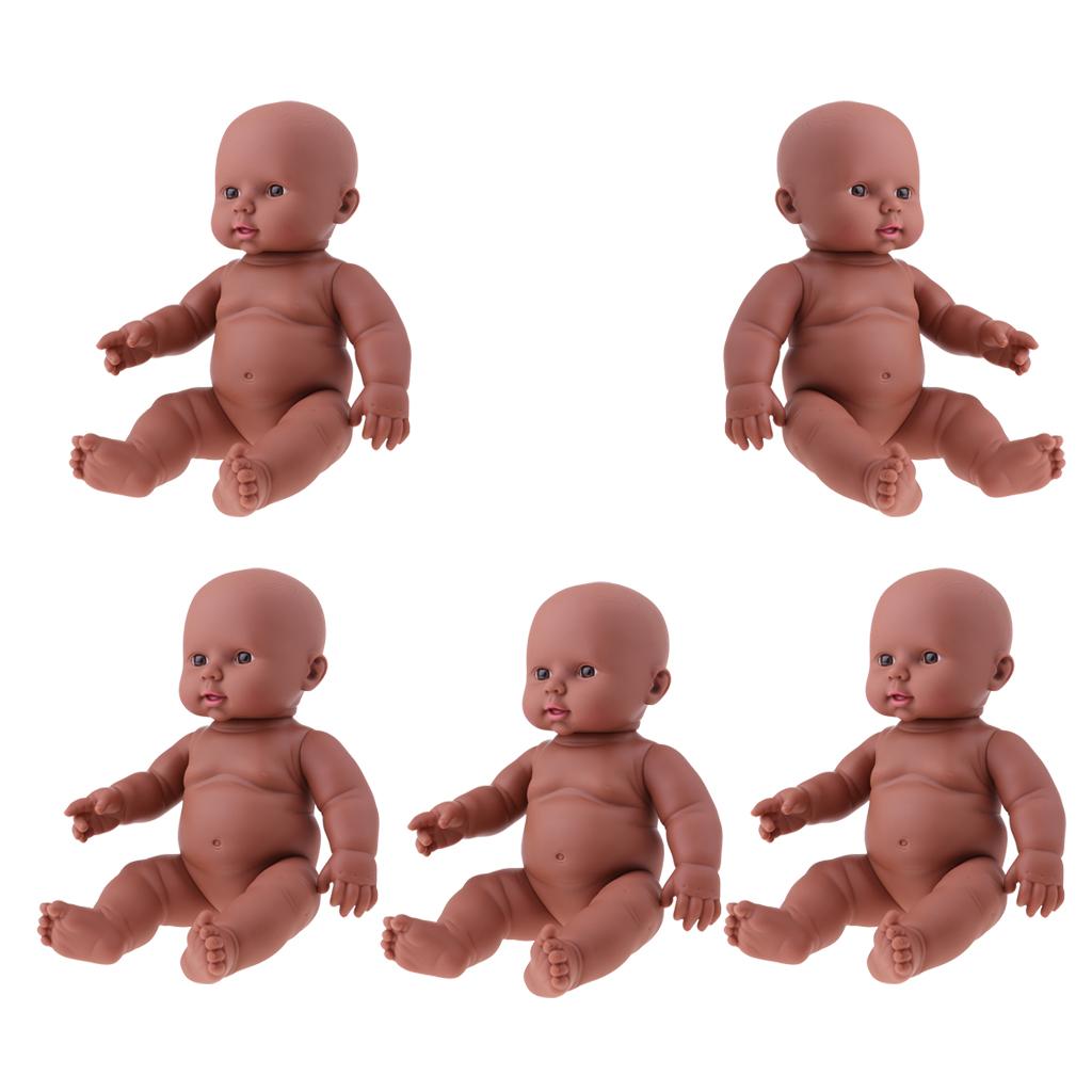 30cm Vinyl Newborn Baby Doll Kids Children Sleeping Toy Coffee Color Skin