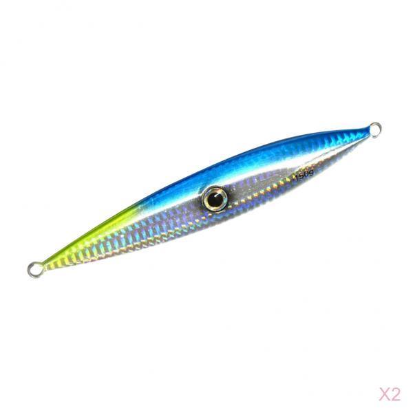 2pcs 150g Heavy Fishing Lures Metal Bait Casting Deep Spoon Bass Jig Blue
