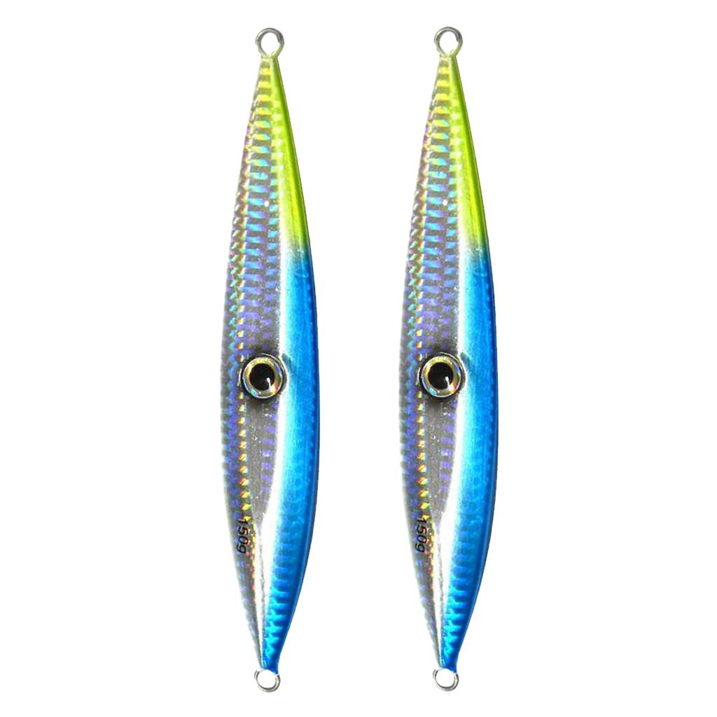 2pcs 150g Heavy Fishing Lures Metal Bait Casting Deep Spoon Bass Jig Blue